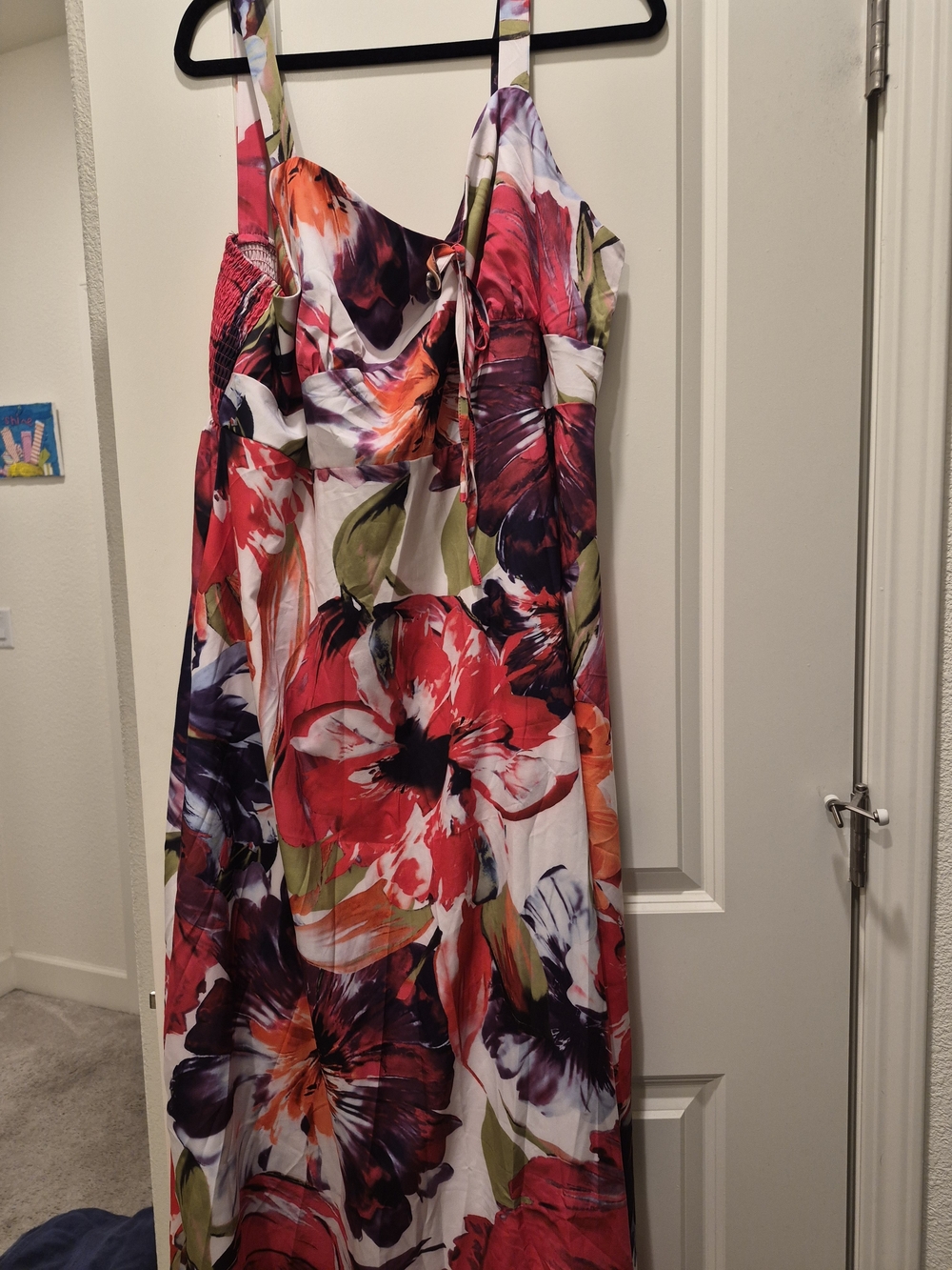 Floral Maxi Sundress - Vibrant Red & Purple Bloom